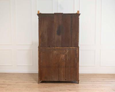 Louis XVI Style Secretary with Glass Doors Repainted Black Blue Interior