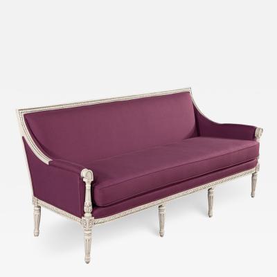 Louis XVI Style Sofa in Plum Burgundy Fabric