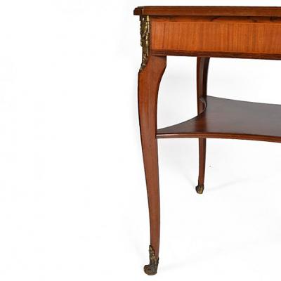 Louis XVI Style Square Two Tier Satinwood Center Table