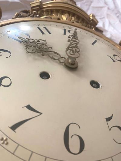 Louis XVI Style Wall Clock Gold Plate Enamel and Brass France Early 20th Century