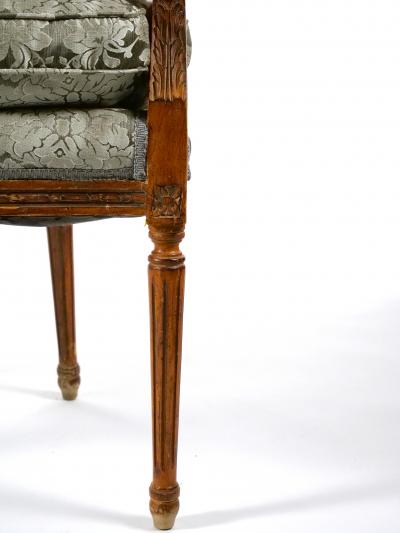 Louis XVI Style Walnut Caned Needlepoint Lounge Chairs