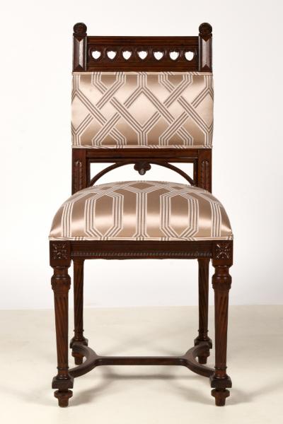 Louis XVI Style Walnut Dining Chairs Set of Six 6 France 19th Century