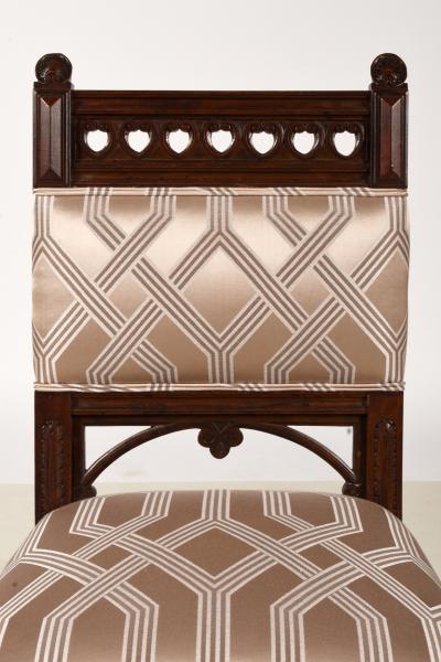 Louis XVI Style Walnut Dining Chairs Set of Six 6 France 19th Century