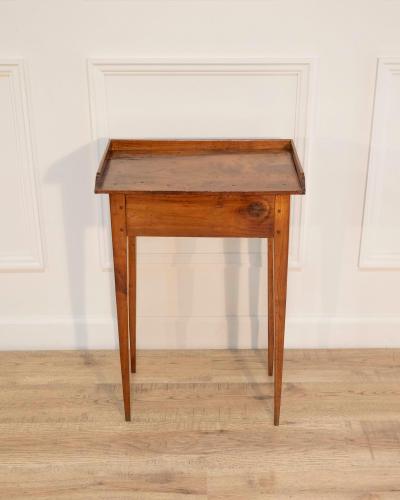 Louis XVI Style Walnut Side Table with Gallery Top France