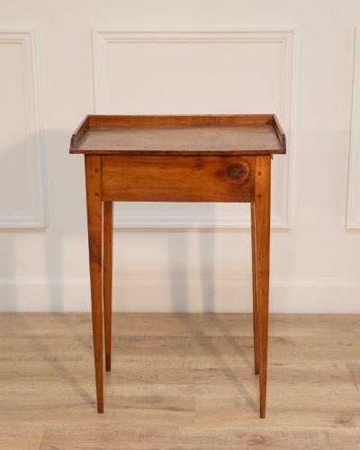 Louis XVI Style Walnut Side Table with Gallery Top France