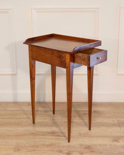 Louis XVI Style Walnut Side Table with Gallery Top France