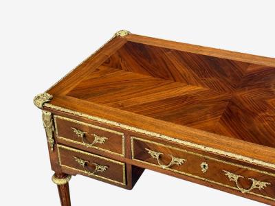 Louis XVI Style Writing Desk Bookmatched Walnut Bronze France 1920s
