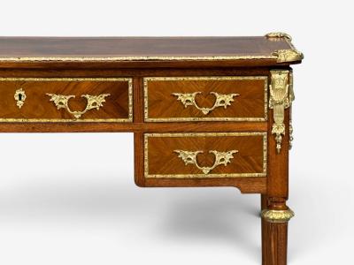 Louis XVI Style Writing Desk Bookmatched Walnut Bronze France 1920s