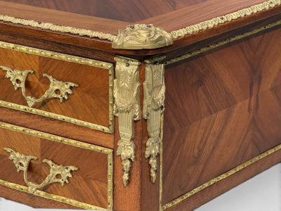 Louis XVI Style Writing Desk Bookmatched Walnut Bronze France 1920s