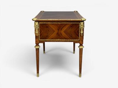 Louis XVI Style Writing Desk Bookmatched Walnut Bronze France 1920s