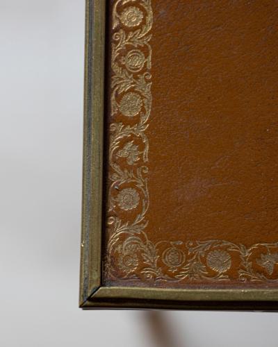 Louis XVI Style Writing Table in Walnut with Leather Top and Bronze Details