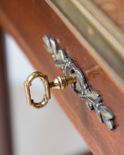 Louis XVI Style Writing Table in Walnut with Leather Top and Bronze Details