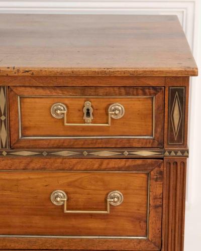 Louis XVI Walnut Chest of Drawers with Brass Inlay France Late 18th Century