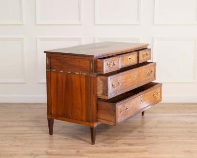Louis XVI Walnut Chest of Drawers with Brass Inlay France Late 18th Century