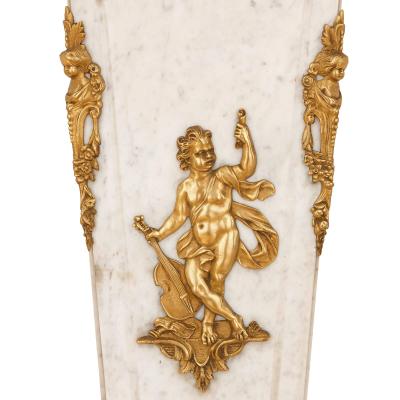 Louis XVI style French gilt bronze and marble pedestal