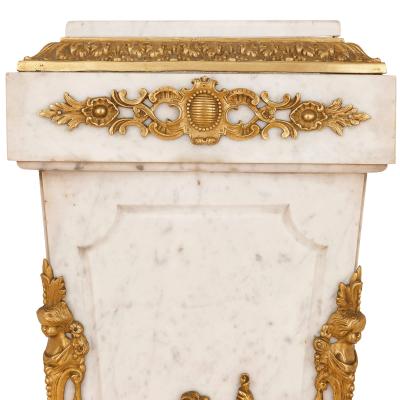 Louis XVI style French gilt bronze and marble pedestal