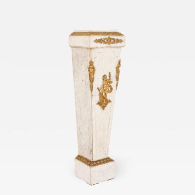 Louis XVI style French gilt bronze and marble pedestal