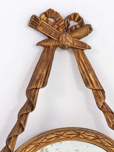 Louis XVI style Oval Mirror with Carved Wood Frames France Mid 20th C 