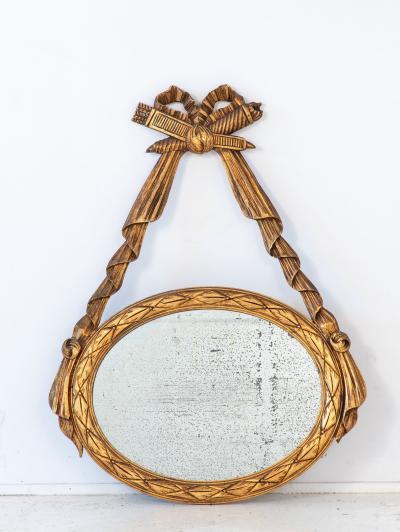 Louis XVI style Oval Mirror with Carved Wood Frames France Mid 20th C 