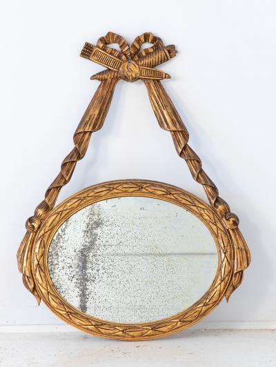 Louis XVI style Oval Mirror with Carved Wood Frames France Mid 20th C 