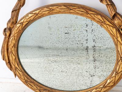 Louis XVI style Oval Mirror with Carved Wood Frames France Mid 20th C 
