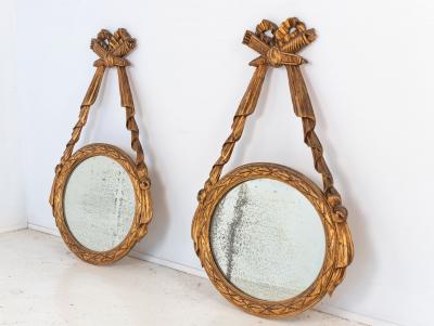 Louis XVI style Oval Mirror with Carved Wood Frames France Mid 20th C 
