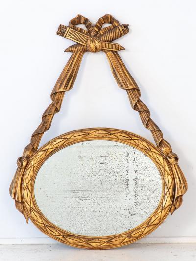Louis XVI style Oval Mirror with Carved Wood Frames France Mid 20th C 