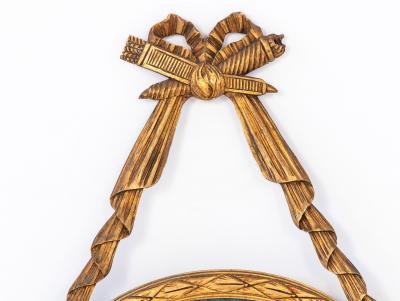 Louis XVI style Oval Mirror with Carved Wood Frames France Mid 20th C 