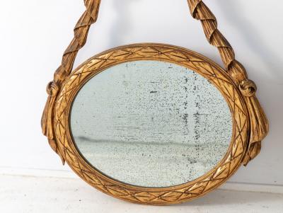 Louis XVI style Oval Mirror with Carved Wood Frames France Mid 20th C 