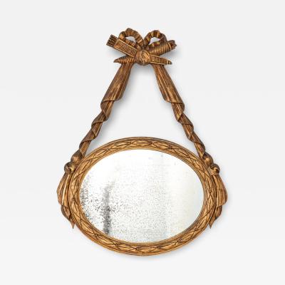 Louis XVI style Oval Mirror with Carved Wood Frames France Mid 20th C 