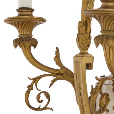 Louis XVI style marble gilt bronze and jasperware chandelier
