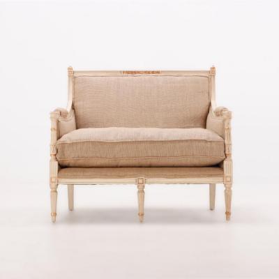 Louis XVI style painted and giltwood marquis armchair C 1950 
