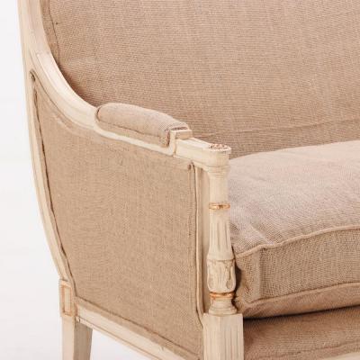 Louis XVI style painted and giltwood marquis armchair C 1950 