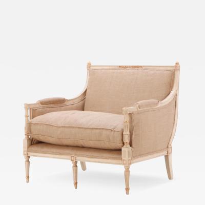 Louis XVI style painted and giltwood marquis armchair C 1950 
