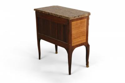 Louis Xvi Style Parquetry Brass And Beige Marble Commode