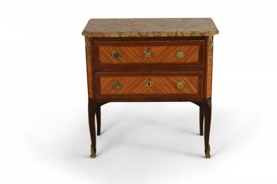 Louis Xvi Style Parquetry Brass And Beige Marble Commode