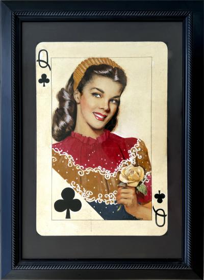 Louise Alston Kitsch Queen of Clubs Playing Card Illustration