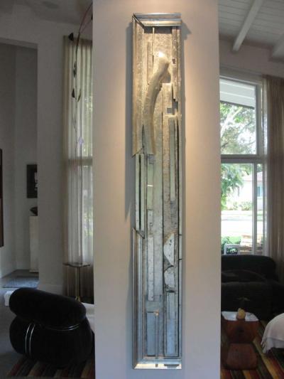 Louise Nevelson Incredible Wall Art Sculpture in Silver Leaf Manner of L Nevelson II
