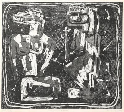 Louise Nevelson Louise Nevelson Etching entitled One Ancient Figure Artists Proof signed