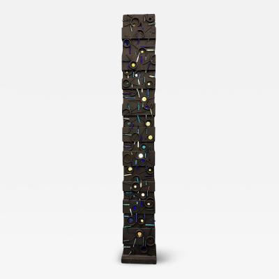 Louise Nevelson Louise Nevelson Inspired Lighted Sculptural Floor Lamp with Glass Inserts