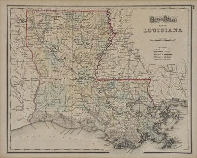 Louisiana A Framed 19th Century Map by O W Gray