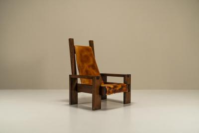 Lounge Chair In Elm And Leather In The Manner Of Pierre Chapo France 1970s