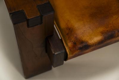 Lounge Chair In Elm And Leather In The Manner Of Pierre Chapo France 1970s