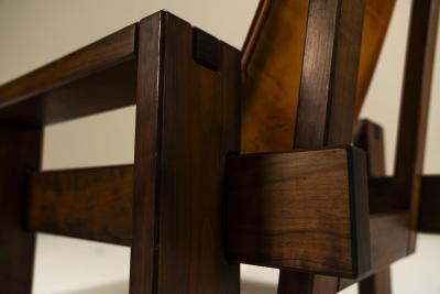 Lounge Chair In Elm And Leather In The Manner Of Pierre Chapo France 1970s