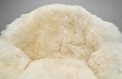 Lounge Chair Upholstered in Off White Sheepskin Denmark 1960s