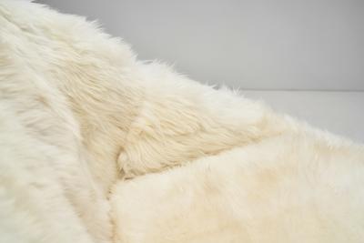 Lounge Chair Upholstered in Off White Sheepskin Denmark 1960s