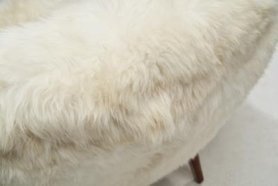 Lounge Chair Upholstered in Off White Sheepskin Denmark 1960s