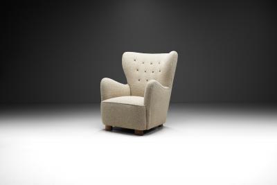 Lounge Chair with Stained Beech Legs by Danish Cabinetmaker Denmark 1940s
