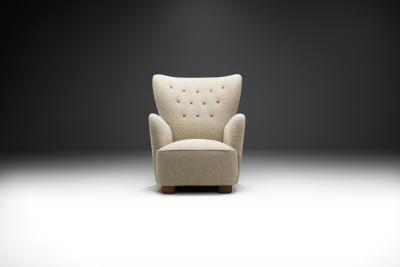Lounge Chair with Stained Beech Legs by Danish Cabinetmaker Denmark 1940s