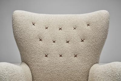 Lounge Chair with Stained Beech Legs by Danish Cabinetmaker Denmark 1940s